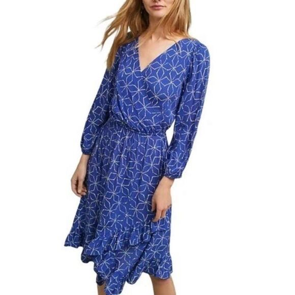 Plenty by Tracy Reese Anthropologie Aleah Faux Wrap Long Sleeve Flowy Dress S - Picture 1 of 12